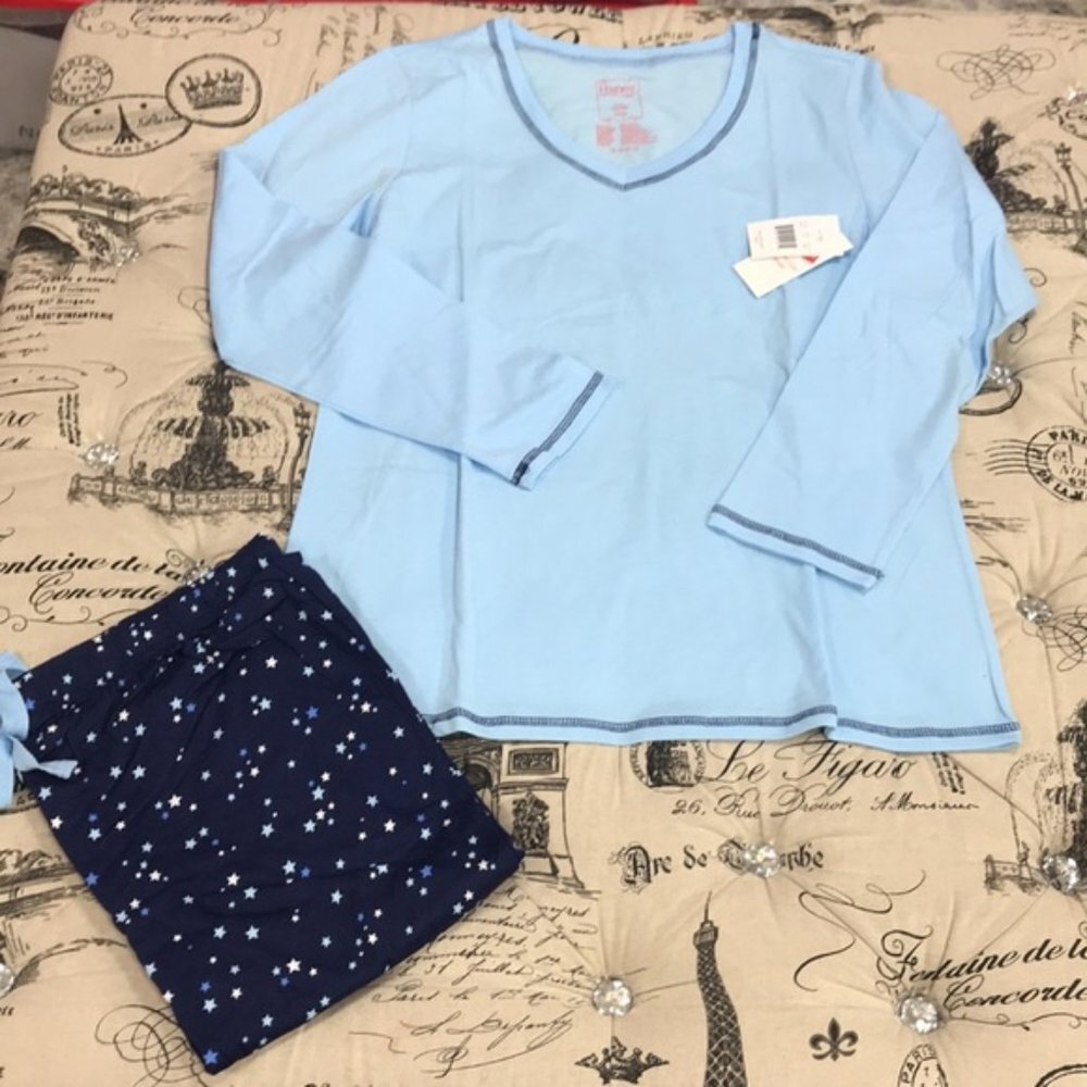 Hanes Long Sleeve Tee & Pant Sleep Set - Picture 3 of 6